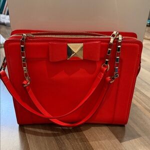Kate Spade Red Shoulder Bag with Bow and Chain Strap